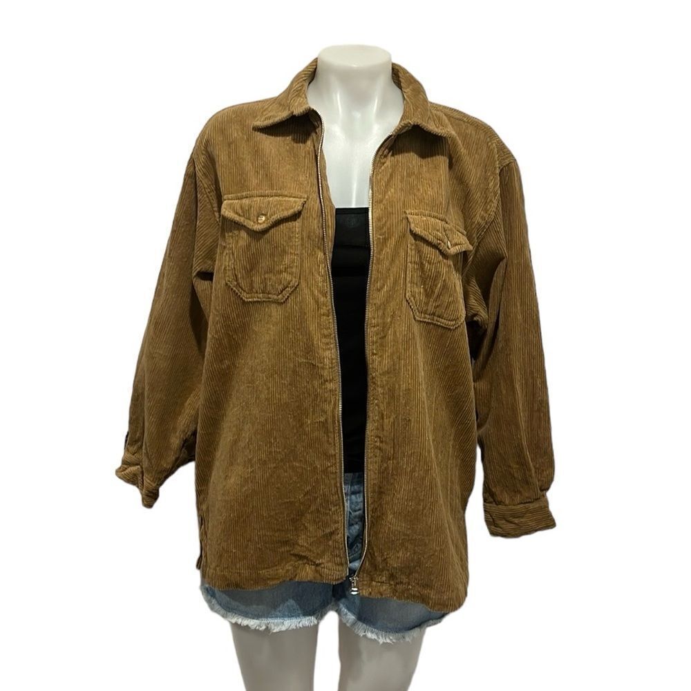 Vintage 90s Capacity tan corduroy zip up shacket size Large P